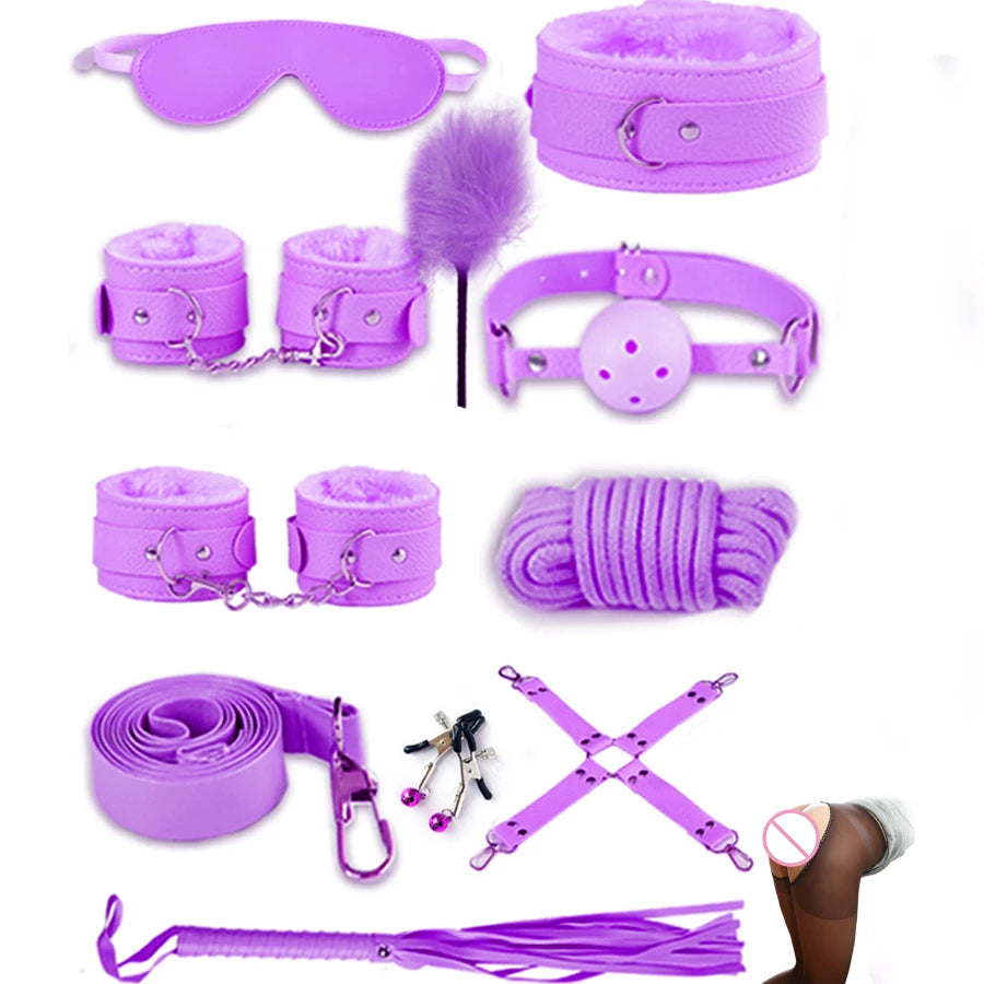 Bondage for Sex 10 pcs BDSM Leather Bondage Sets Restraint Kits for Women and Couples