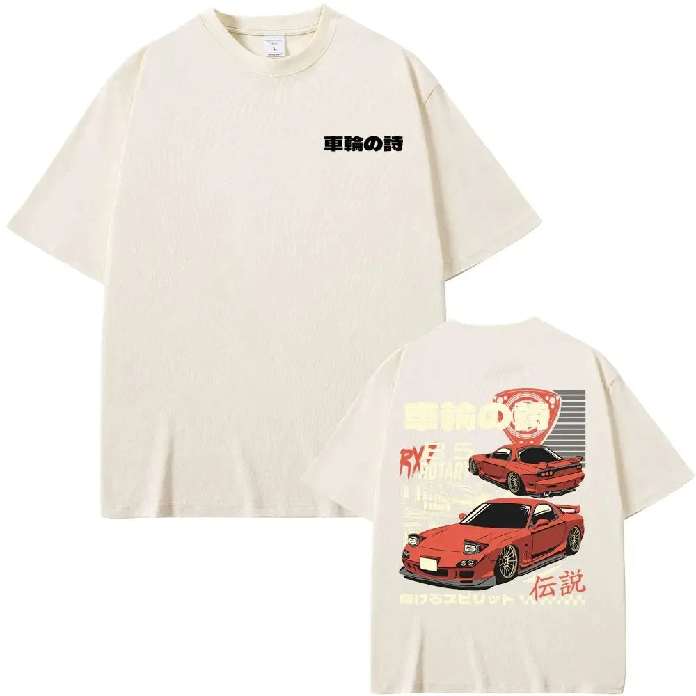2024 Anime Initial D Drift AE86 Print Tshirt RX-7 R34 Skyline GTR JDM Men's Vintage Harajuku Oversized T Shirts