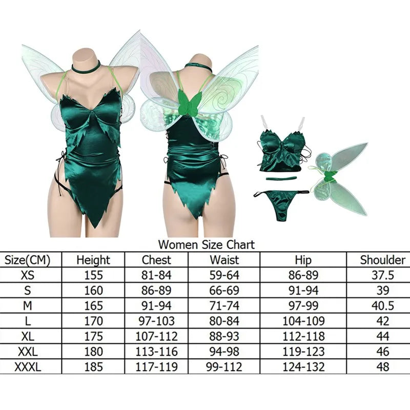 Tinker Cosplay Bell Cosplay Costume Pan Roleplay Women Fantasia Vest Shorts Wings Neckband Outfits Halloween Carnival Party Suit