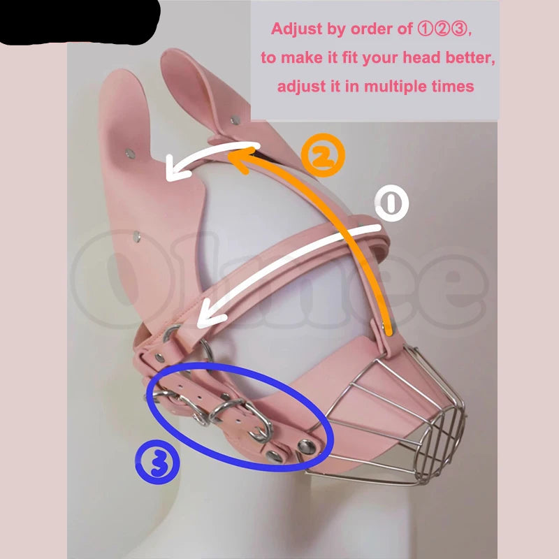 [Olmee] Sexy Pink Leather Puppy Girl Lingerie Dog BDSM Human Muzzle Sex Slave Cosplay Mask Roleplay Erotic Halloween Christmas