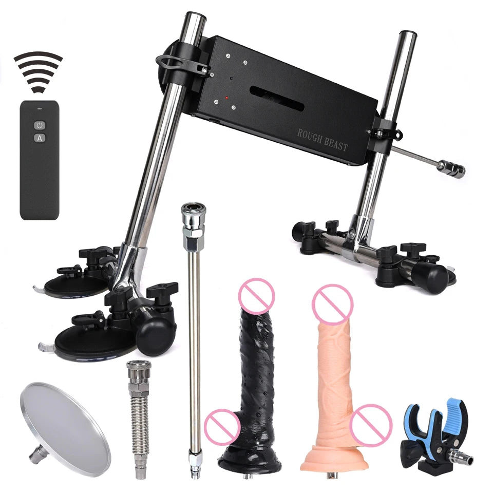 ROUGH BEAST Automatic Sex Machine with Dildo Attachment Wireless 70W Power Masturbation Machine for Women Telescopic Men Sex Toy