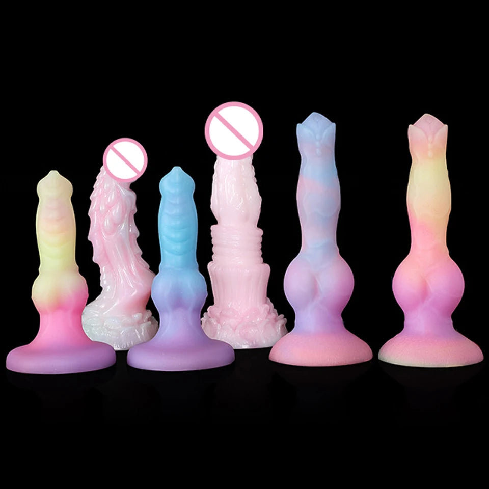 ASHBURN Luminous Dildos with Suction Cup for Sex Machine Dildo Glow In The Dark Night Color Fluorescent Dildo for Women Anal
