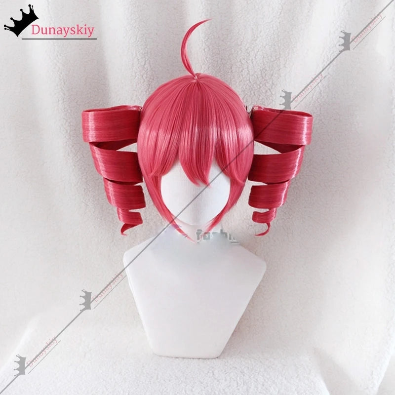 Anime Kasane Teto Cosplay Costumes Women Cute Red Ponytail Wig High Heat Resistant Hair Teto Role-playing Wig Long Curly Hair