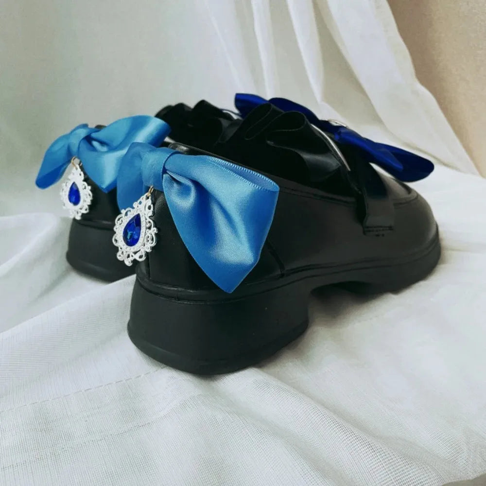Game Genshin Impact Fontaine Furina Cosplay Shoes Boot Women Lolita Bow High Heels Halloween Masquerade Party Costume Accessorie
