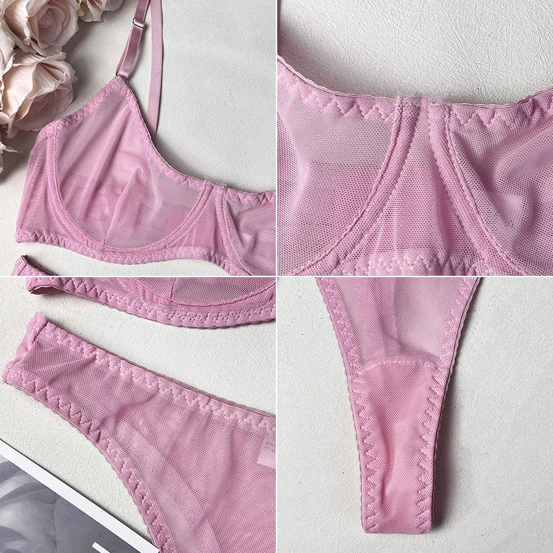 Ashburn 2 Piece Macarons Lingerie Sexy Seamless Underwear Set Women Bra Kit Push Up Lace Intimate Outfits Sensual Exotic Sets