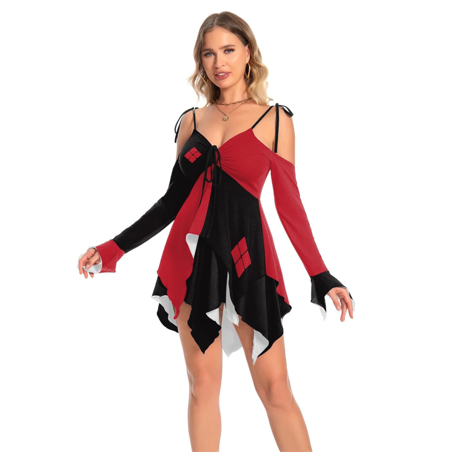 Zawaland Cosplay Costume Clown Women Printing Halloween Dress Up Matching Set Jumpsuits Carnival Party Dress Leggings Bodysuit