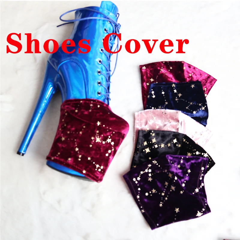 Colorful and colorful Velvet Women Boot Sandals Protective Cover 10CM Platform Shoes Cover Pole Dance  Dance Training  Cover