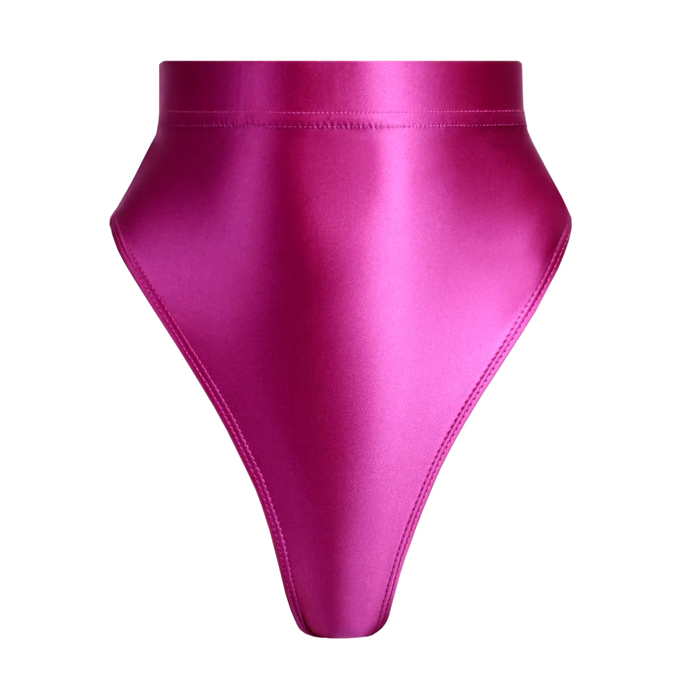 High Waist T-Shaped Short Pants for Women, Shiny Glossy, Monochrome Bikini Tights, High-Fork Briefs, Sexy Underpants, All Season