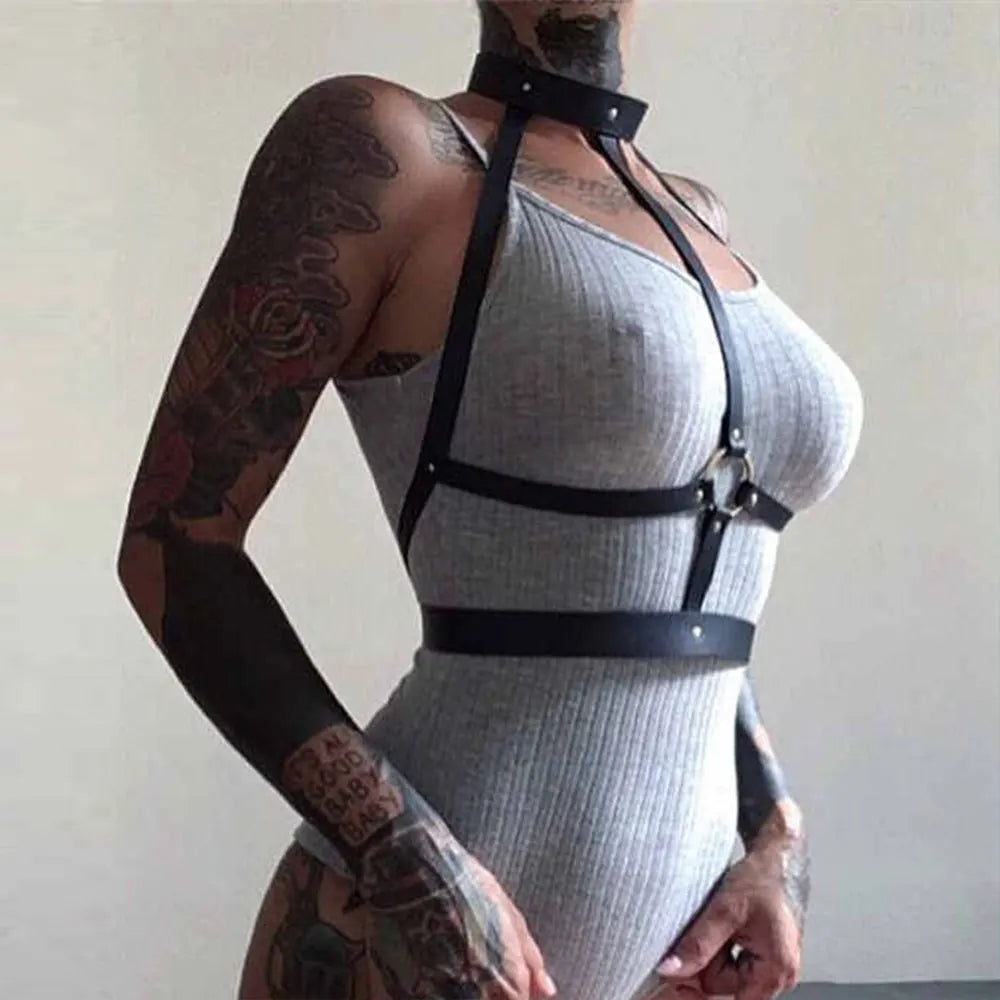 Harness for Women Sexy Harness Pu Leather Studded Decor Harness  Women Harness Fetish Clothing Bondage Lingerie