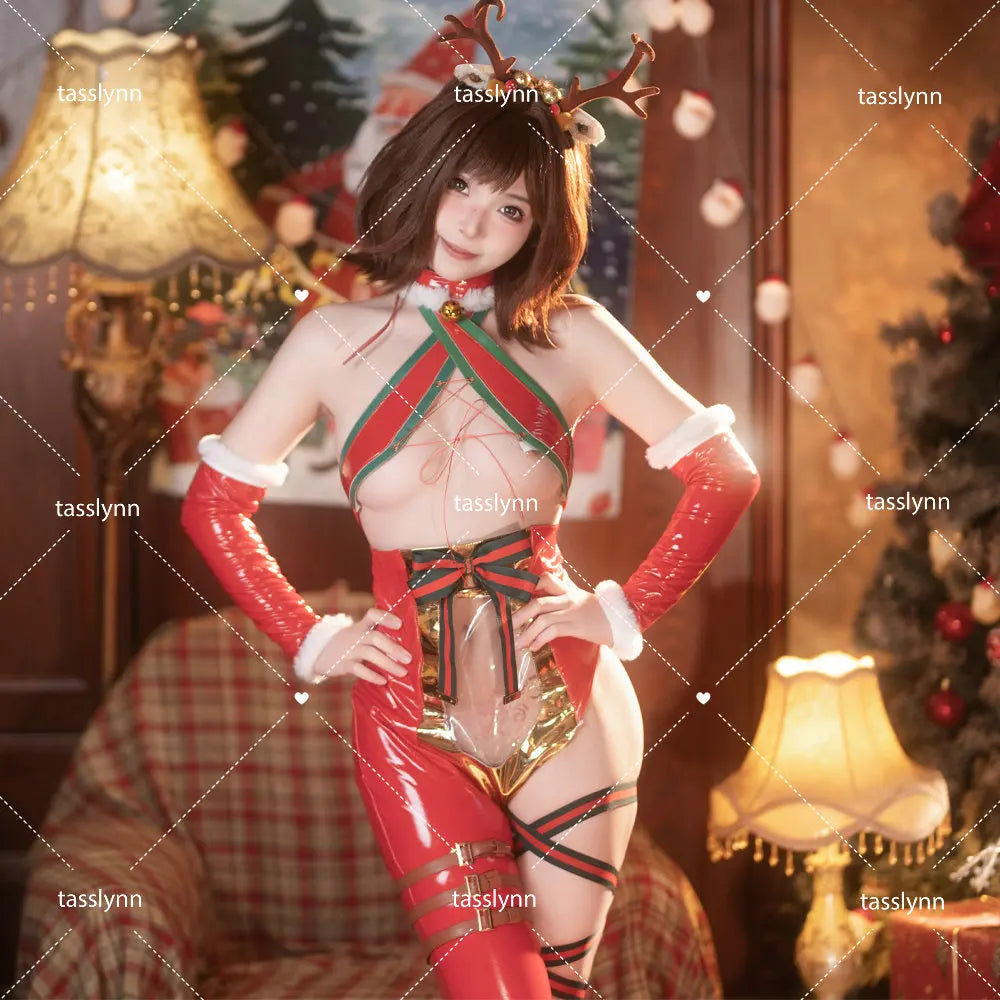 Anime Christmas Cosplay CostumesSexy Bikini Lingerie Set Christmas Dress Fancy Costume Deer Leather Bodysuit