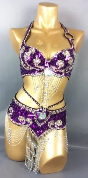 Beaded Sequins Wired bra+bottom