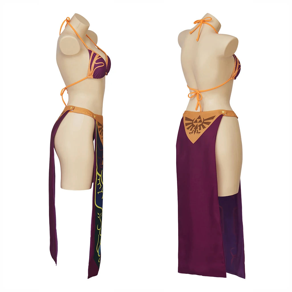 Game Twilight Princess Cosplay Costume Adult Women Swimsuit Bikini Party Set with Wrap Skirt Breath of the Wild Cosplay Swimwear