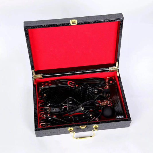 Genuine Leather BDSM Bondage Set - High Quality Fetish Handcuffs, Collar, Gag & Whip for Women, Couples Adult Erotic Sex Toys