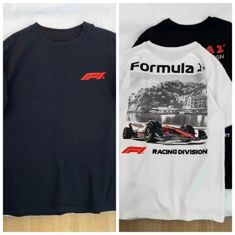 2025 New F1 Racing T-Shirt Men Women Short Sleeve 100% Cotton Round Neck Casual Trendy Printed Summer Tee