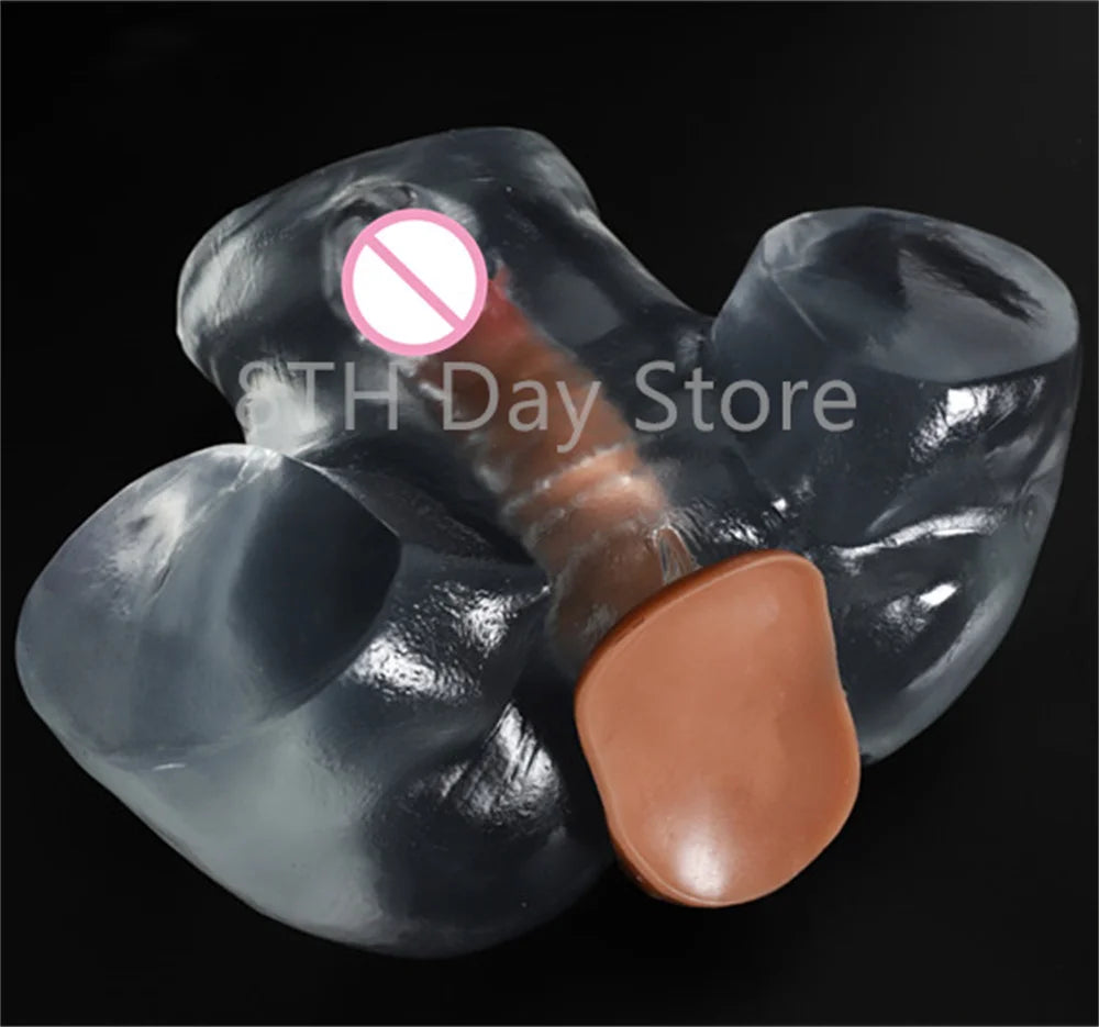 Transparent Masturbator Doll Sex Toys For Men Clear Ass Man Penis Stroker with Virgin Vagina Anal Hole Pocket Pussy Masturbation