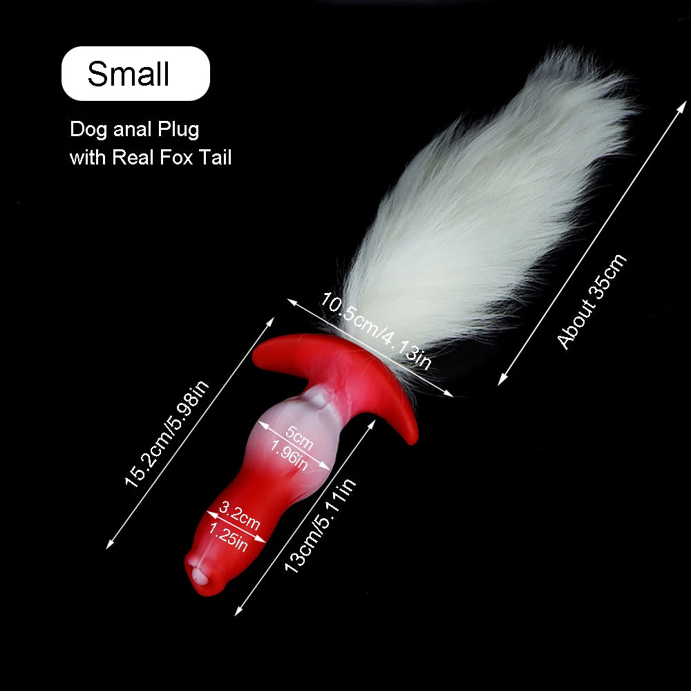 Dog Anal Plug with Tail BDSM Adult Sex Game Cosplay 18+ Anal Dildos for Women Men Silicone Soft Butt Plug Gay Sex Toys for Party