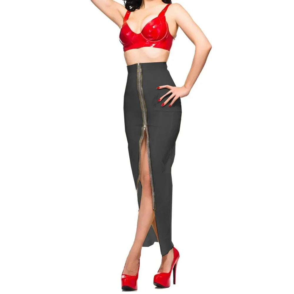 Plus Size Wrap Skirts High Waist Sexy Plastic Midi Skirts Transparent PVC Sissy Plastic Hip Wrap Skirts Women Bodycon Skirt 8XL