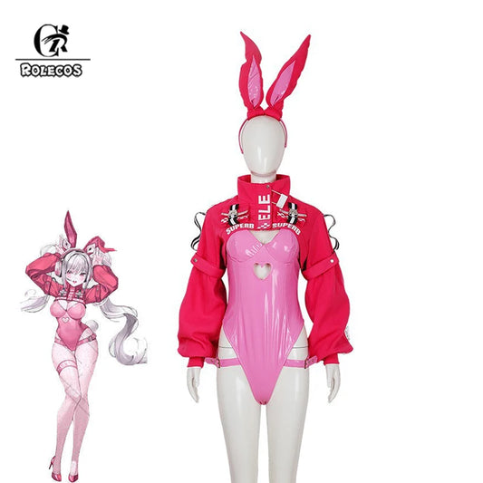 ROLECOS Alice Bunny Girl Costume NIKKE Goddess of Victory Women Sexy Alice Cosplay Bunny Suit Jumpsuits with Coat
