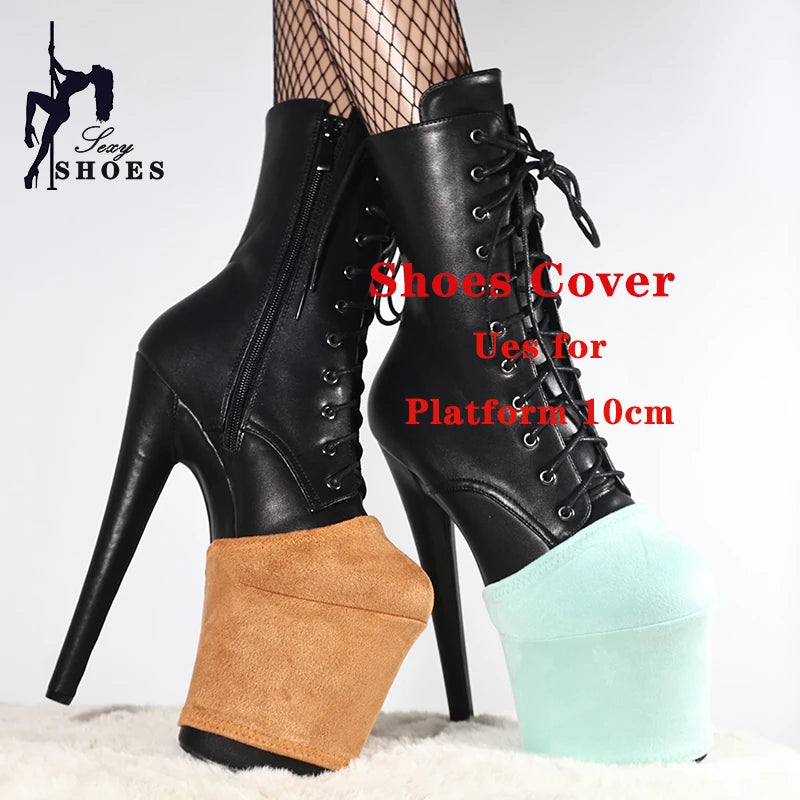 Women Pole Dance Shoes Training Protective Cover Overshoes Platform 10CM Sandals Protectors Suede Wear-Resist Boots Shoes Cover