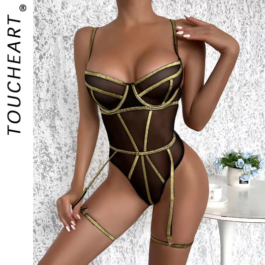 Toucheart Women's Underwear Sets Sexy Bodysuits Micro Threads Sexy Woman Lingerie Femme Sexys Bra Panties Set Lingerieset Dames