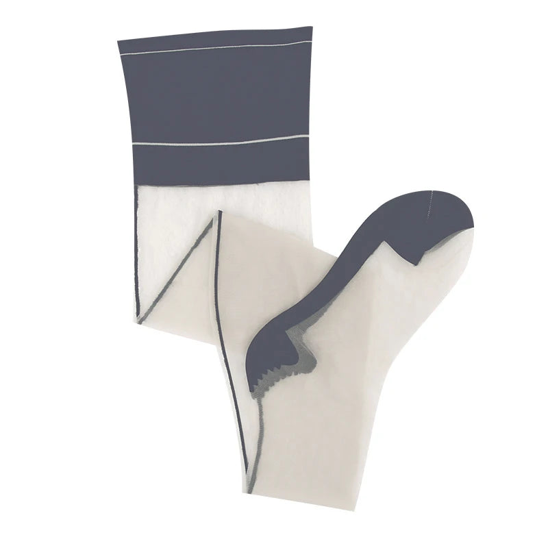 10D Patchwork Transparent Medias Retro Cuban Heel Back Seam Thigh High Stockings With Original Package Hot Pole Dance Clubwear