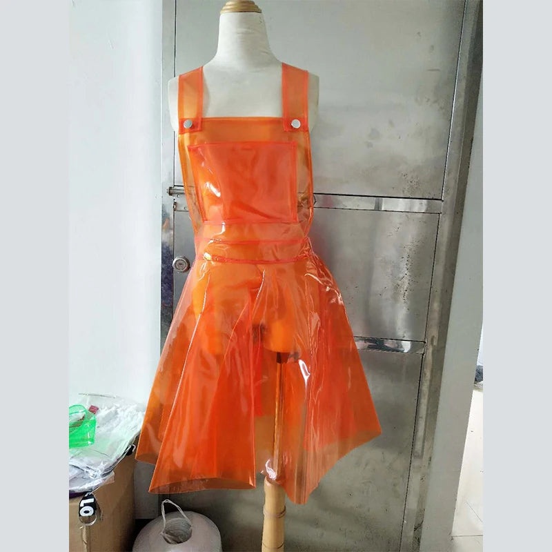 Sexy PVC Holographic Dress Women\x27s Vestido Summer Lady Clear Vinly Plastic Clothes Party Gothic Red Green Blue And Orange