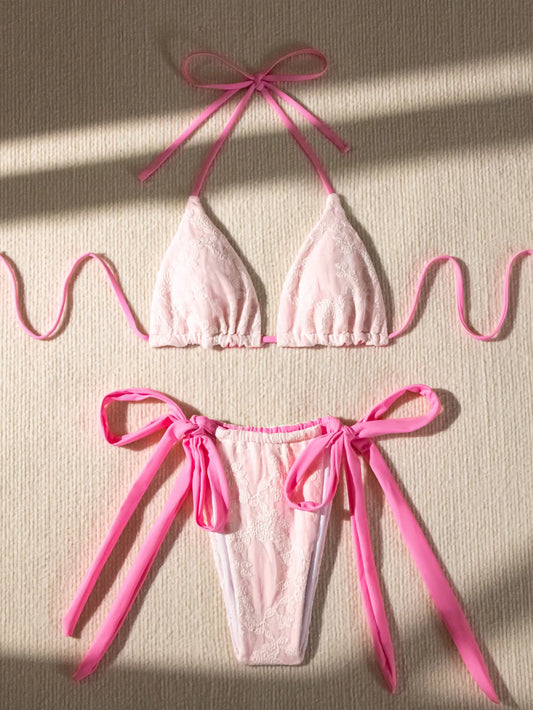 Pink S - L Chic Lace Micro Bikini Women Swimwear Female Swimsuit Two-pieces Bikini set Brazilian Bather Bathing Suit Swim 2024