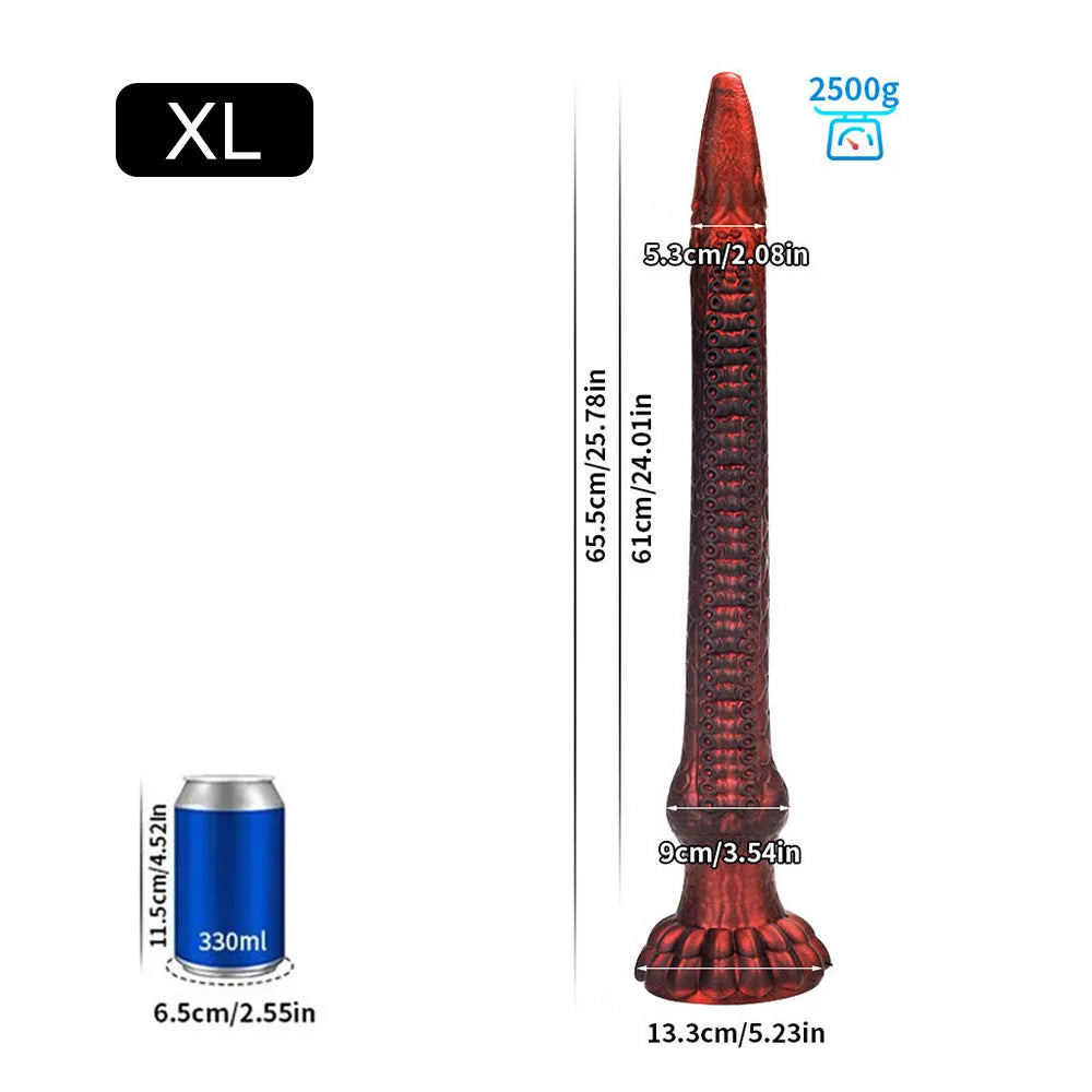 ASHBURN Super Huge Luminous Long Butt Plug Silicone Dildo Octopus Tentacles Anal Plug Dildo, Prostate Massage, BDSM Dilatador, 33"