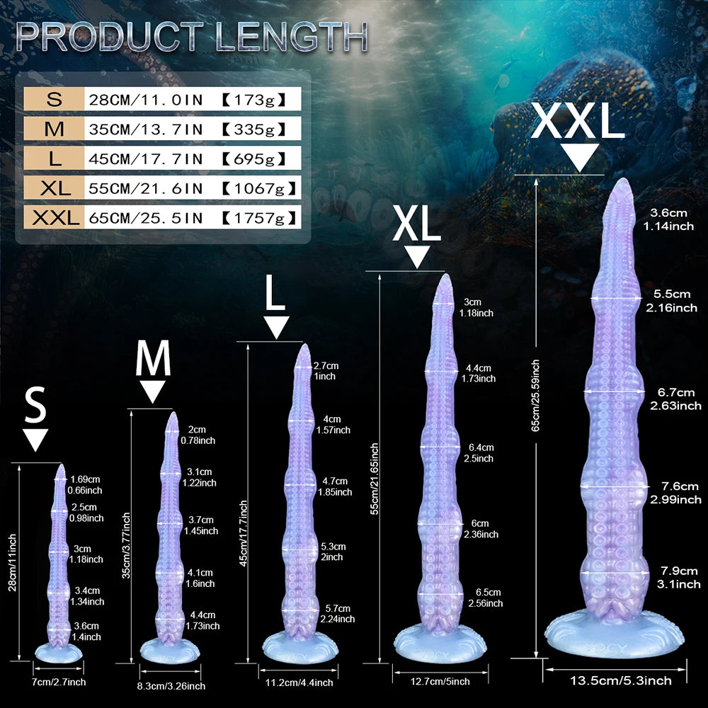 ASHBURN S-XXL 25IN Super Long Tentacle Dildo with Sucker for Deep Penetration WORKS WITH STRAPON
