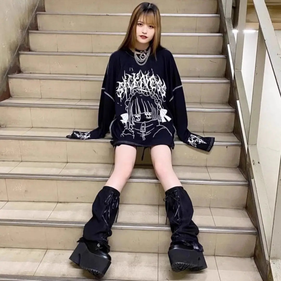 Streetwear T Shirts Women Clothing Print Long Sleeve Tees Casual Fashion Japanese Camisetas Cartoon Y2k Tops Oversized T-shirts