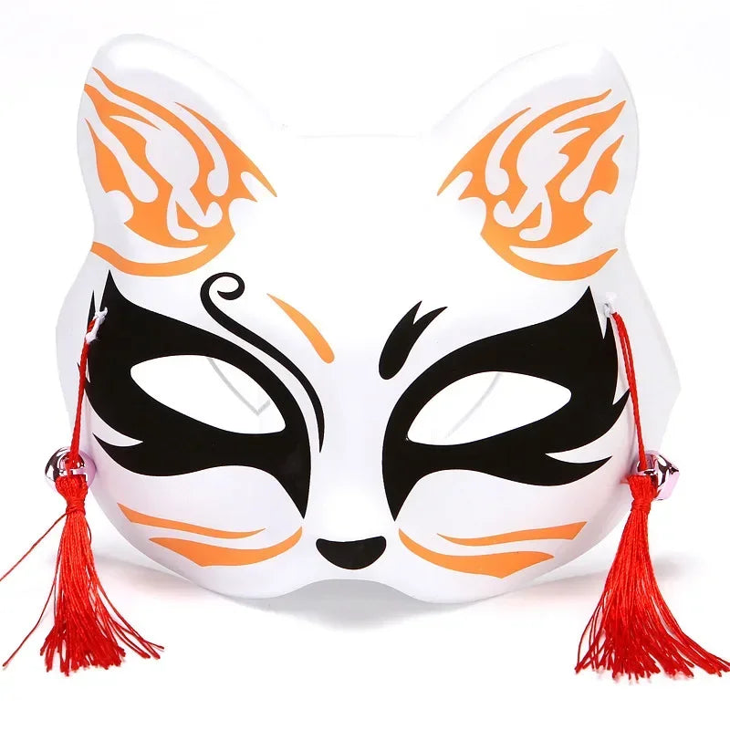 Fox Mask Japanese Cosplay Mask Half Face PVC Kabuki Kitsune Masks Masquerade Anime Cosplay Cat Mask Rave Festivals Party Props