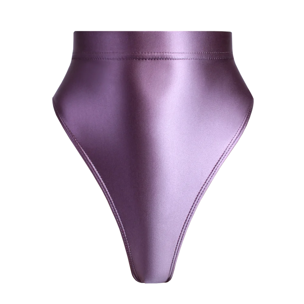 High Waist T-Shaped Short Pants for Women, Shiny Glossy, Monochrome Bikini Tights, High-Fork Briefs, Sexy Underpants, All Season