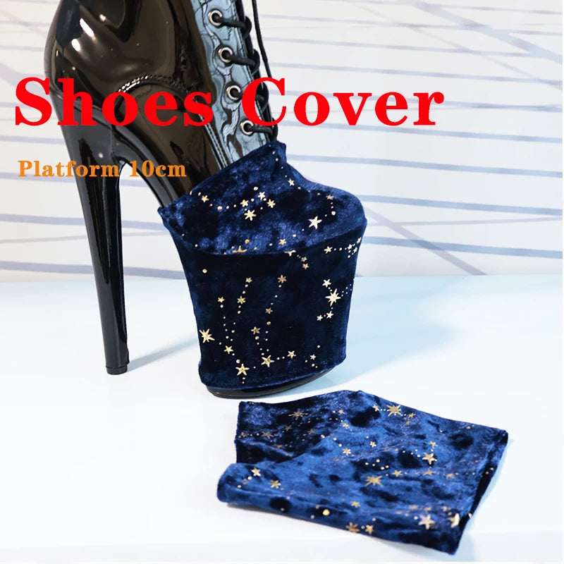 Colorful and colorful Velvet Women Boot Sandals Protective Cover 10CM Platform Shoes Cover Pole Dance  Dance Training  Cover