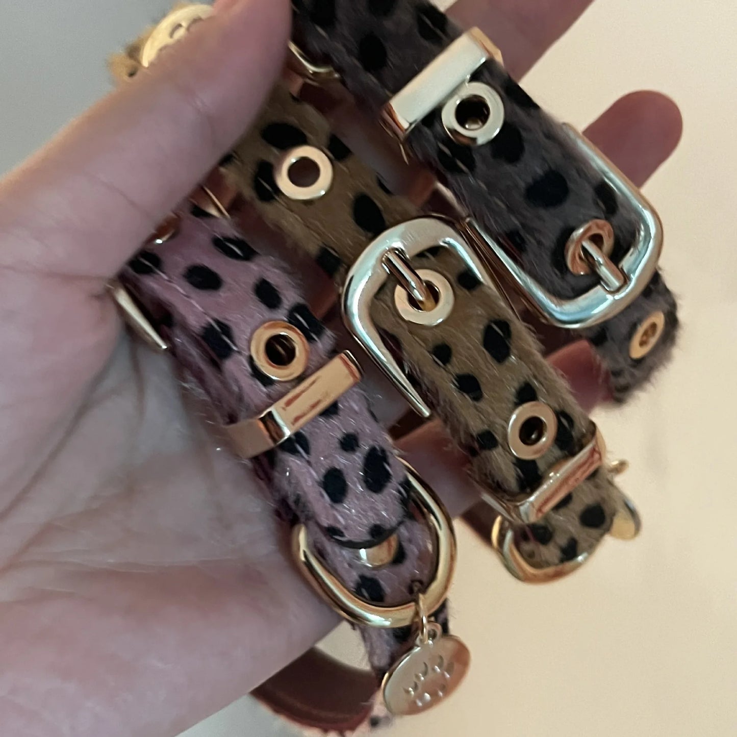 Y2k Sweet Cool Punk Puppy Footprint Tag, Leopard Pattern Horse Hair Choker Collar Leather Neck Belt Party Necklace