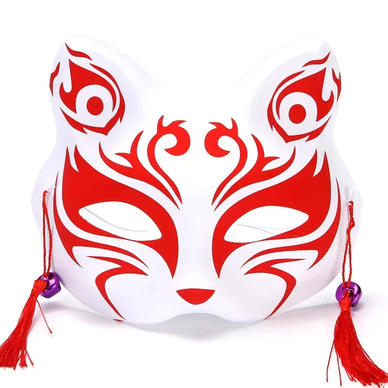 Fox Mask Japanese Cosplay Mask Half Face PVC Kabuki Kitsune Masks Masquerade Anime Cosplay Cat Mask Rave Festivals Party Props
