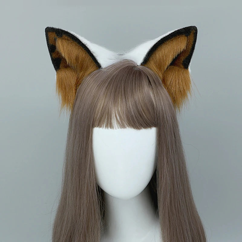Archi Handwork Animal Border Collie Furry Headband Tail Plush Dog Ears Headwear Fursuit Animaris Cosplay Performance Props