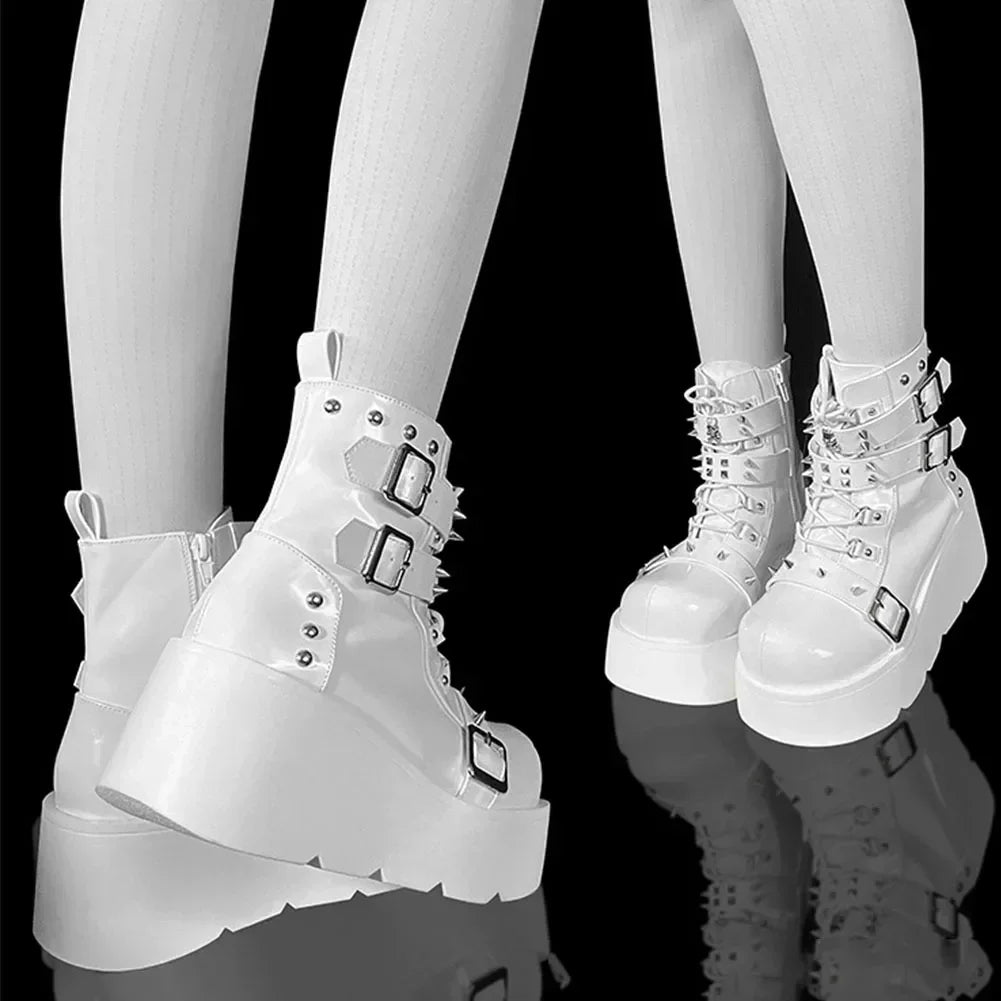 New Gothic Style Platform Vampire Cosplay Women Mid-calf Boots 2024 Winter Comfy Women Motorcycle Boots Shoes
