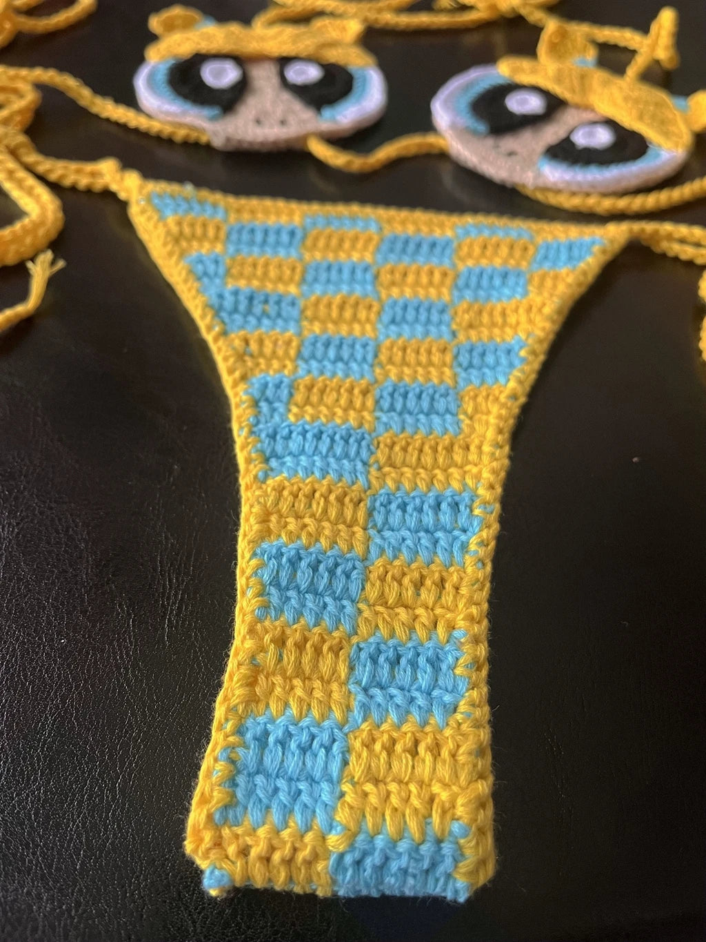 Red High Quality Handmade Crochet Micro Powerpuff Yellow Bikini Set Sexy String Brazil Beachwear Nice Cotton Holiday Swimwear