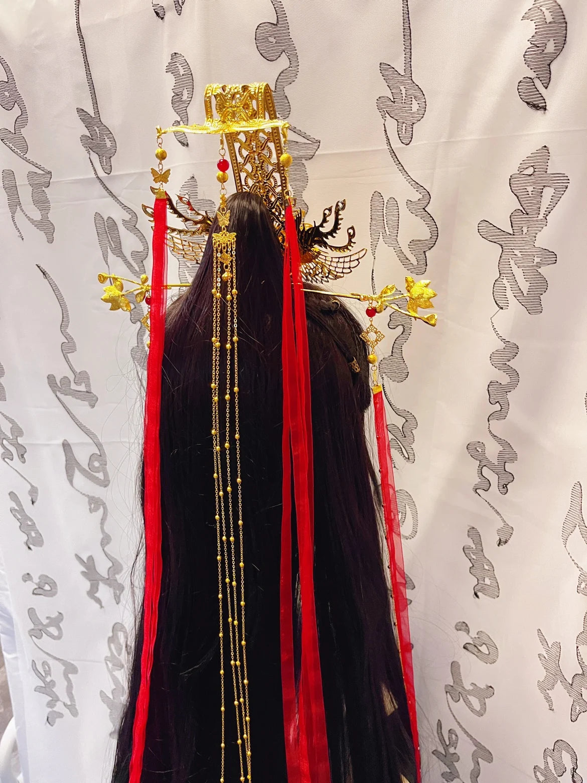 Heavenly Officials Bless Crown Prince Joy God Yue Shen's Wedding Dress Hair Crown Xie Lian Hair Crown Cosplay Han Fu Halloween