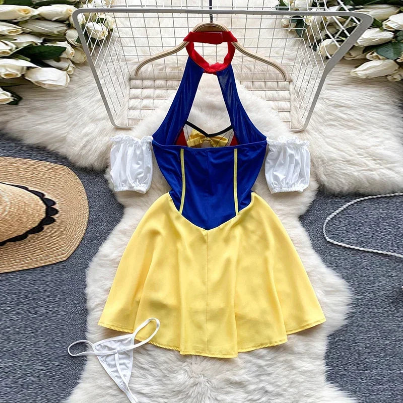 Toucheart Sexy Hollow Out Nightwear Off The Shoulder Lingerie Sexy Pajamas Sensual Role Play Erotic Halter Night Princess Dress