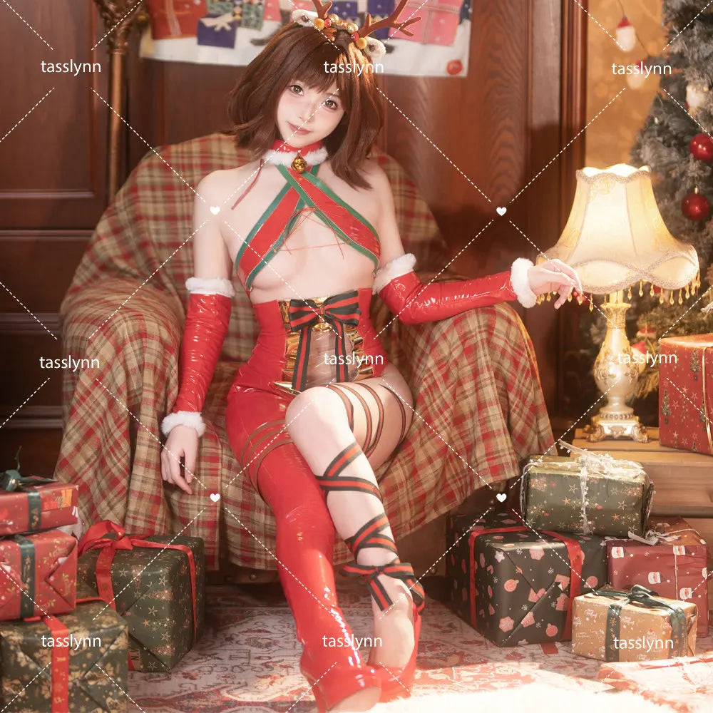 Anime Christmas Cosplay CostumesSexy Bikini Lingerie Set Christmas Dress Fancy Costume Deer Leather Bodysuit
