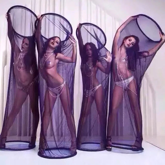 Bar Nightclub Ds Dance Team's Sexy and Mysterious Black Mesh Cage Gogo Performance Props That Explode The Atmosphere Mesh Stage