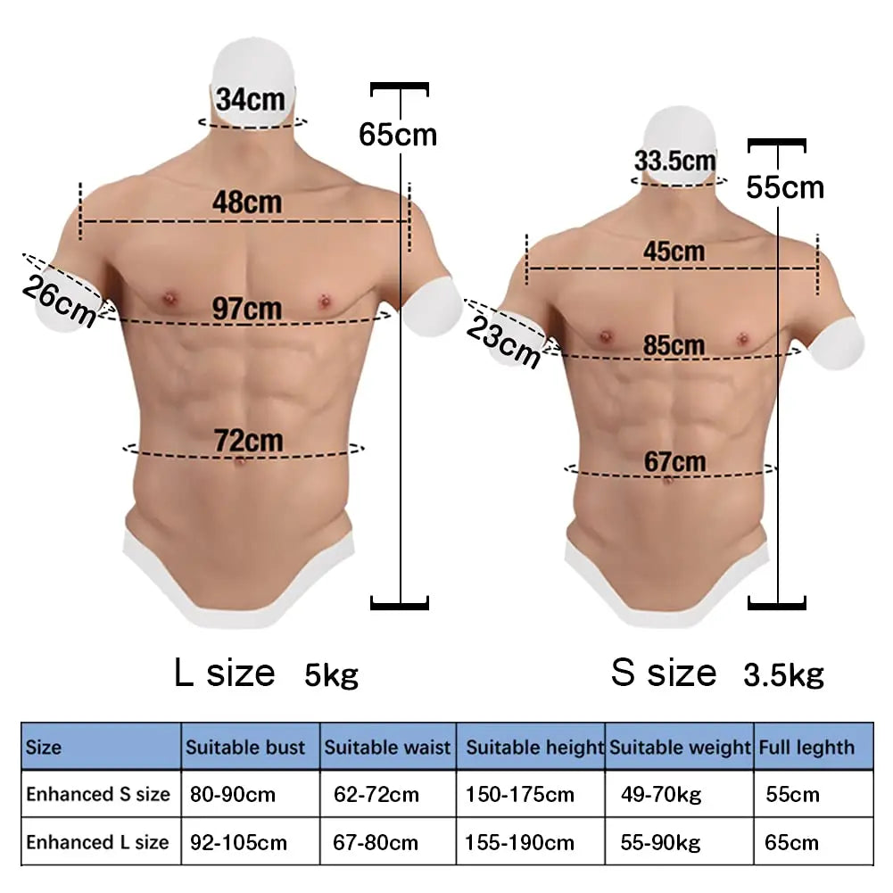 Silicone Muscle Chest Realistic Male Chest Vest Abdominal Muscle Simulation Skin Silicone Soft Movie props Cosplay