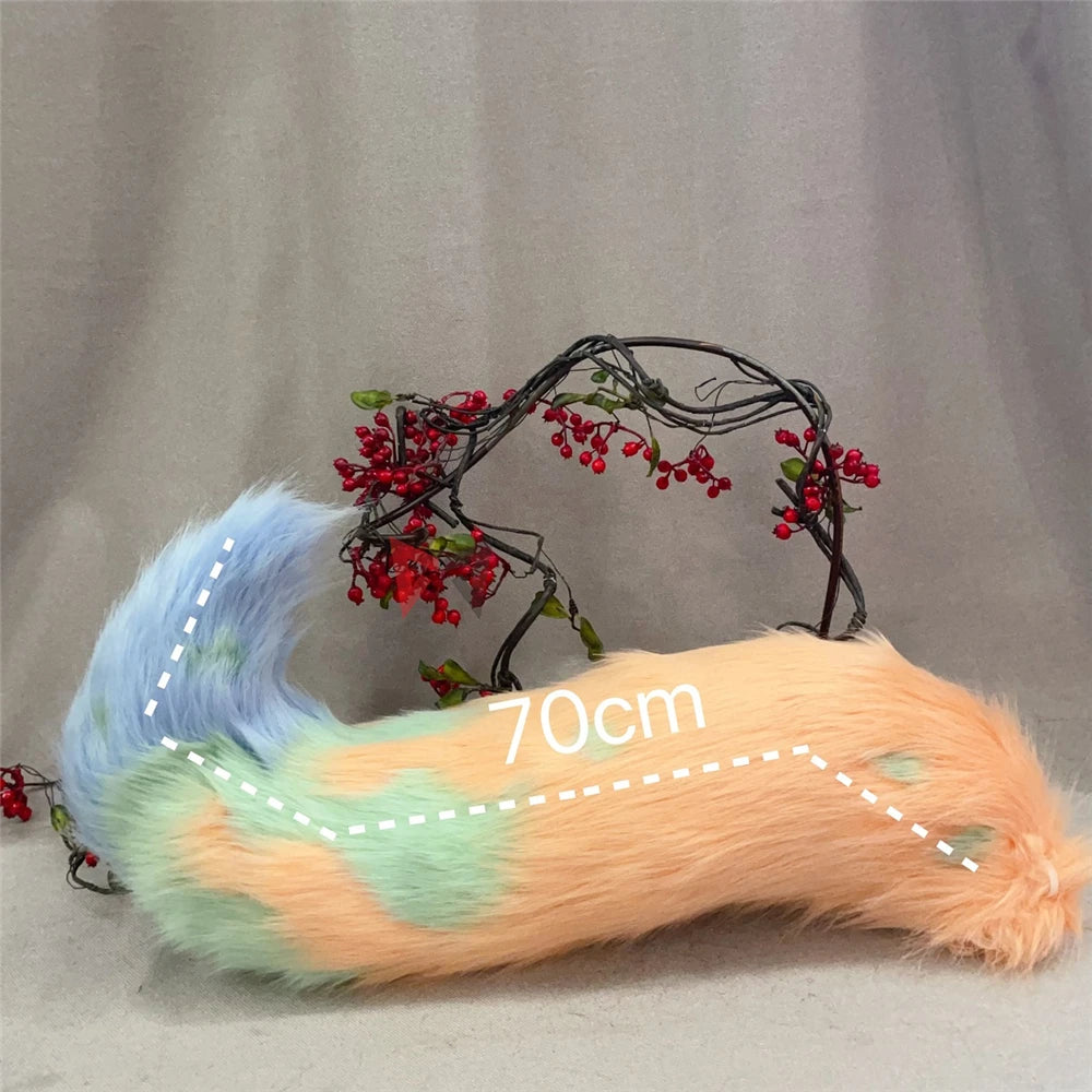 New Hand Made Work Halloween Blond Red Wolf  Wolves Ears Hairhoop Headwear Tail  Black Green Costume Accessories Custom Made