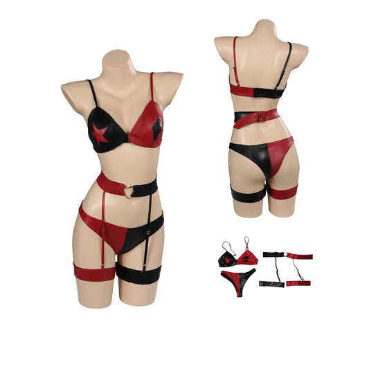 Quinn Quinzel Cosplay Costume Swimsuit Sexy lingerie For Women Girls Costume Outfits Swimsuit Two Piece Swimwear Outfits