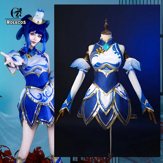ROLECOS Game LOL Rabbit Lux Cosplay Costume Game LOL Newbie Archaeologist Lux Cosplay Outfit Halloween Women Suit New Skin