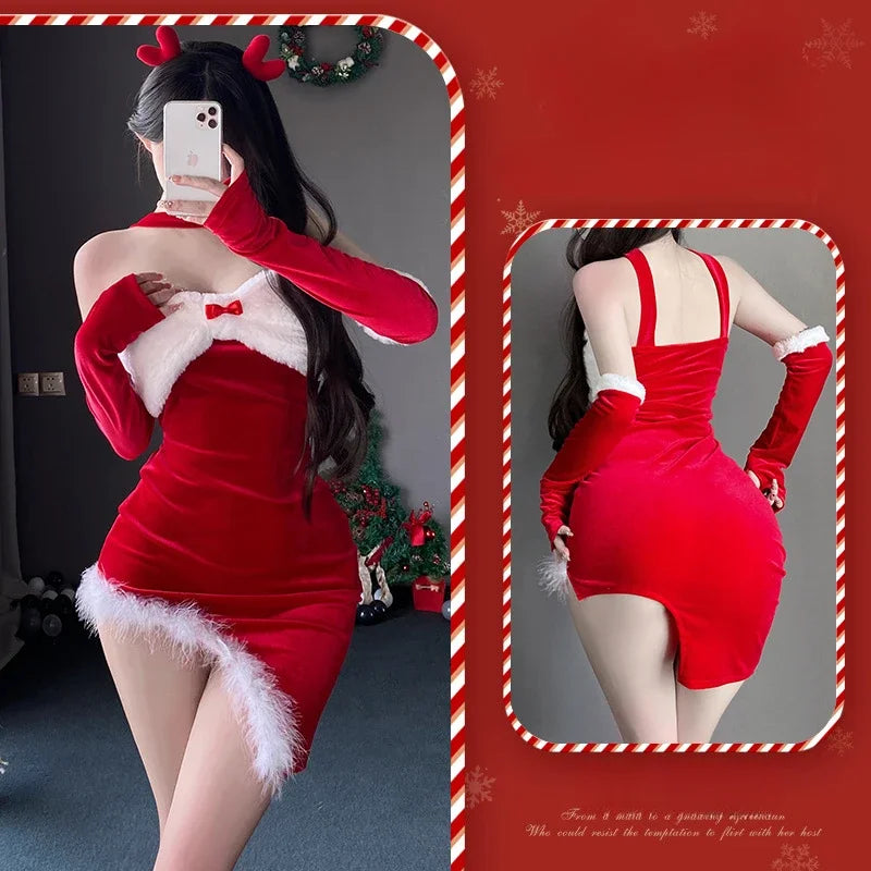 Christmas Sexy Lingerie Dress Sweet Bunny Girl Costume Rabbit Woman Set Cosplay Costume Role Play Uniform Stage Performance Set