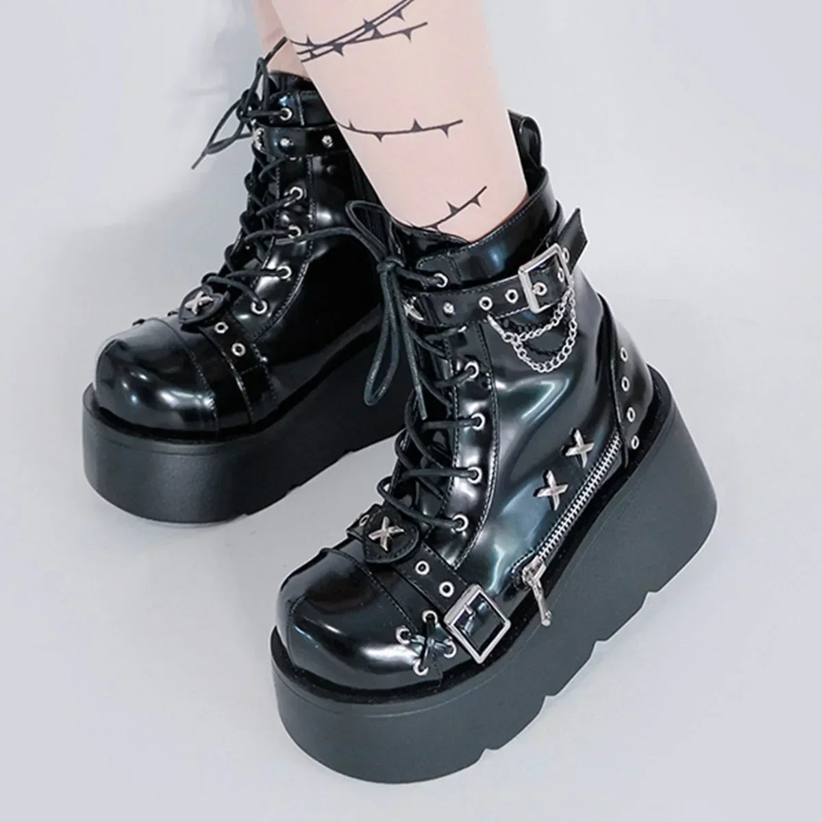 New Gothic Style Platform Vampire Cosplay Women Mid-calf Boots 2024 Winter Comfy Women Motorcycle Boots Shoes