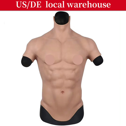 Silicone Muscle Chest Realistic Male Chest Vest Abdominal Muscle Simulation Skin Silicone Soft Movie props Cosplay