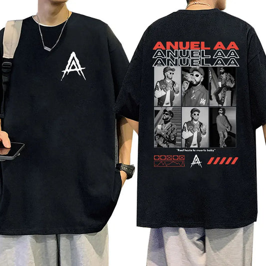 Rapper Anuel AA Tour 2025 Graphic T Shirt Men Women Hip Hop Retro Short Sleeve T-Shirt 100% Cotton Oversized T Shirts Streetwear